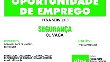 Cesuc apresenta – Oportunidade de emprego