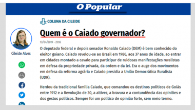 Em fabuloso artigo no Popular, jornalista Cileide Alves detona Caiado: “Governador sem norte”
