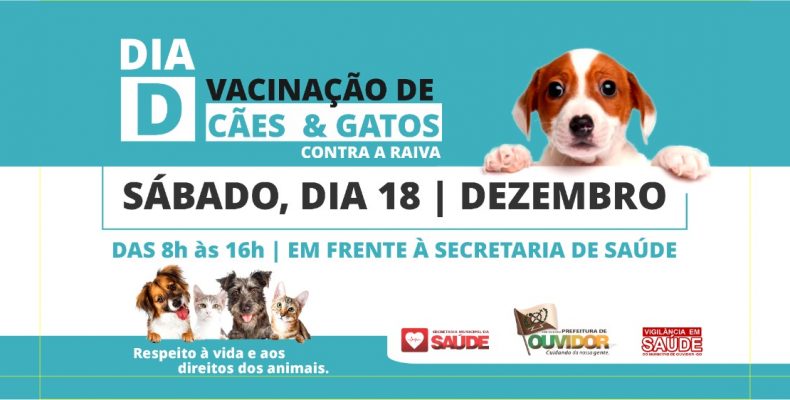 Prefeitura de Ouvidor, através a Secretaria de Saúde e Vigilância em Saúde de Ouvidor irá realizar o Dia D de vacinação anti-rábica