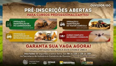 Prefeitura de Ouvidor abre pré-inscrições para cursos profissionalizantes com início em abril