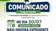 Secretaria de Saúde de Davinópolis comunica suspensão do expediente em 20/07