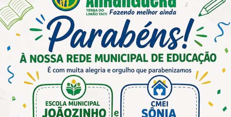 Prefeitura de Anhanguera parabeniza escolas municipais pela nota 94 no Projeto Agrinho