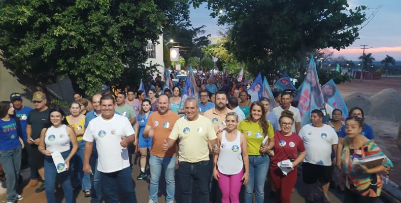 Cebinha e Nelci lideram caminhada com lideranças políticas e reforçam apoio a Flávia Morais e Henrique César em Ouvidor
