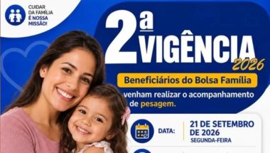 Davinópolis: 2ª Vigência de 2026 do Bolsa Família: pesagem acontece em 21 de setembro no Centro de Saúde Jair Balbino